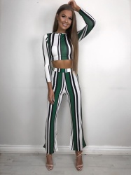 Sophie green stripe 2 piece set