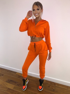 Audrey orange crop sweat and jogger set