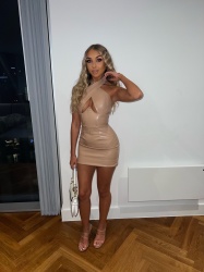 Bianca faux leather nude dress
