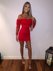 Mariella red frill mini dress